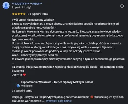 Opinia w Google